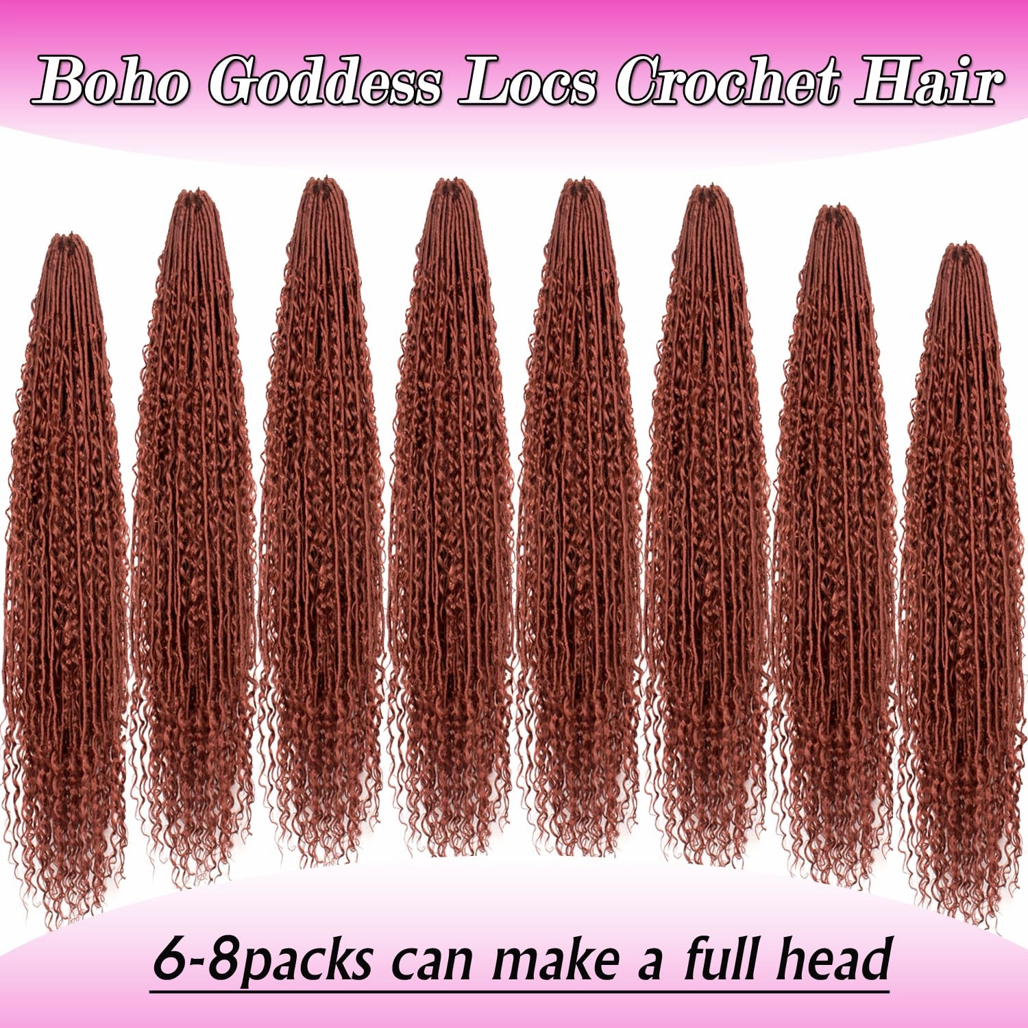 Goddess Locs Crochet Hair 30 Inch Faux Locs Crochet Pre-looped Boho Faux Locs with Curly Ends 8 Packs Long Bohemian River Locs Crochet Hair for Black Women(30Inch,350#)