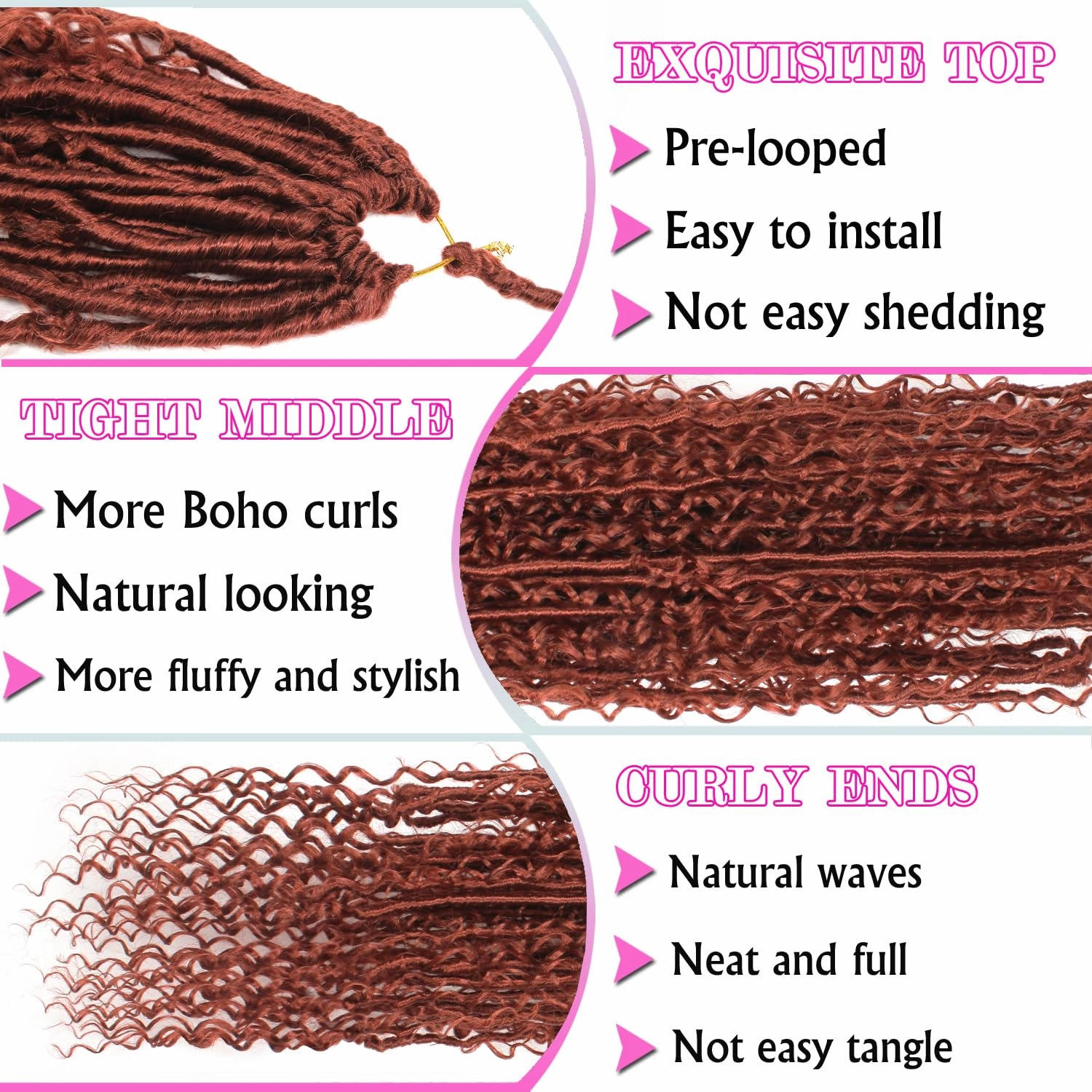 Goddess Locs Crochet Hair 30 Inch Faux Locs Crochet Pre-looped Boho Faux Locs with Curly Ends 8 Packs Long Bohemian River Locs Crochet Hair for Black Women(30Inch,350#)