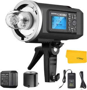 Godox AD600BM Bowens Mount Flash, 2.4G Wireless Outdoor Flash Strobe Light, GN87 600Ws Flash Monolight, 8700mAh Rechargeable Battery, Provide 500 Full Power Flashes, Recycle in 0.01-2.5s
