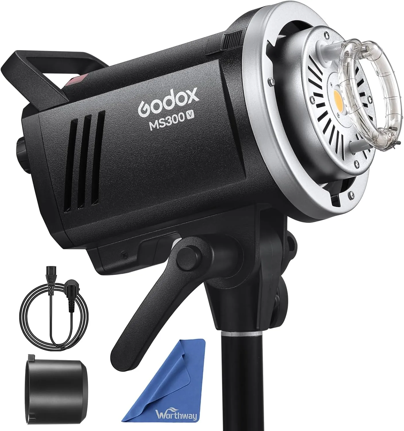 Godox MS300V MS300-V Compact Studio Strobe Flash Light - 300W,GN58 0.1-1.8S Recycle Time,2.4G X System,Bowens Mount LED Modeling Lamp for Photographic Studio Portrait Shooting(MS300 Upgraded Version)