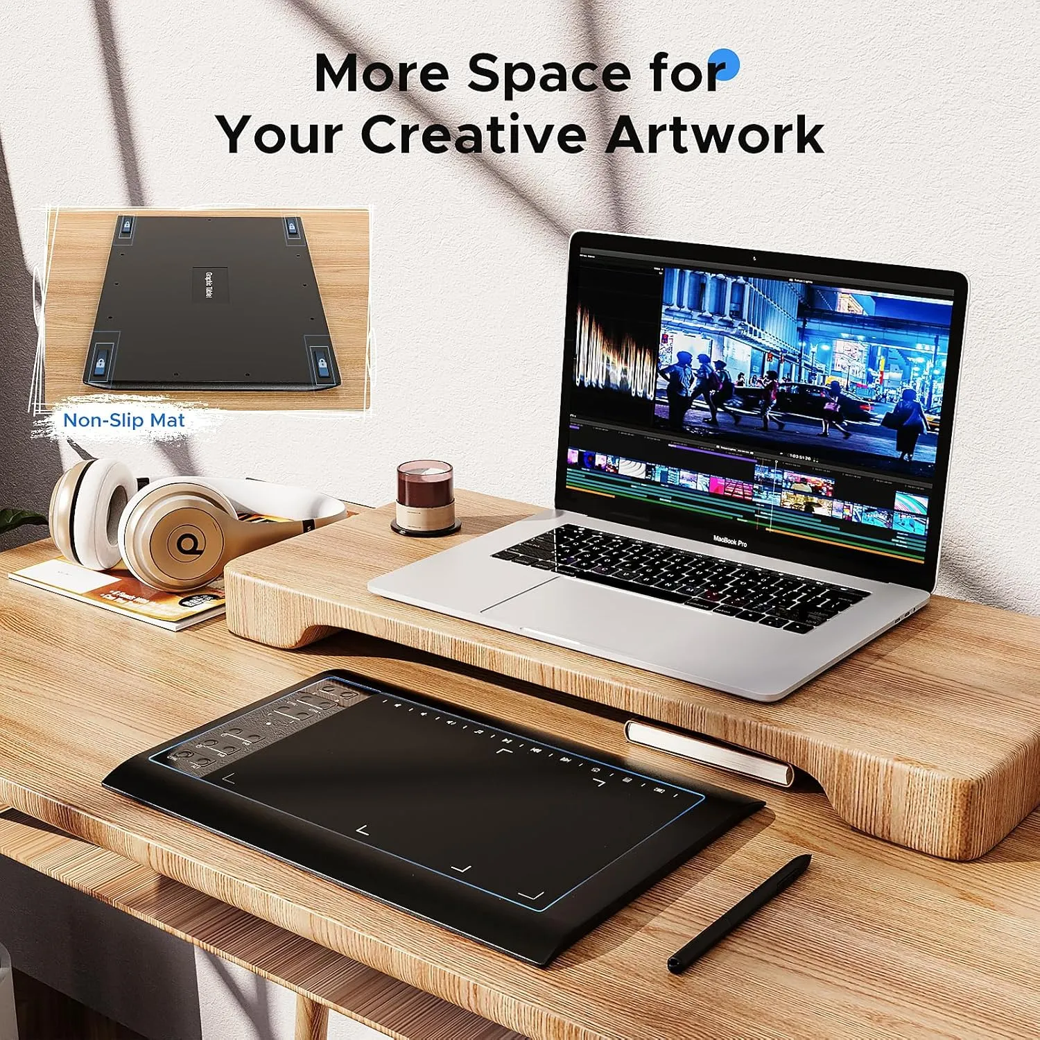 Graphics Drawing Tablet with Stand,10x6 Inch Drawing Tablet with 8192 Level Pen,12 Hot Keys,Digital Drawing Pad Compatible with PC/Mac/Android for Painting,Design&Online Teach