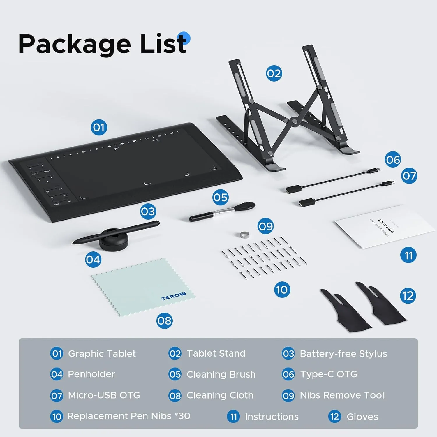 Graphics Drawing Tablet with Stand,10x6 Inch Drawing Tablet with 8192 Level Pen,12 Hot Keys,Digital Drawing Pad Compatible with PC/Mac/Android for Painting,Design&Online Teach