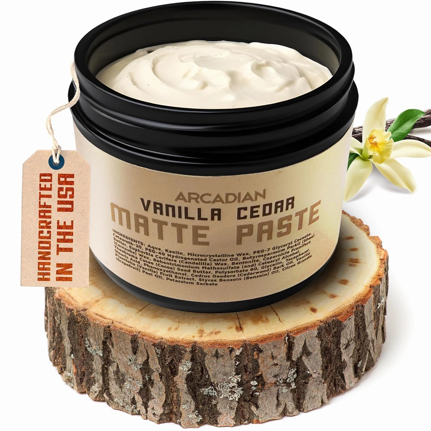 Grooming Vanilla Cedar Matte Paste Mens Hair Styling Cream Heavy Hold Vegan Cruelty Free, 4oz