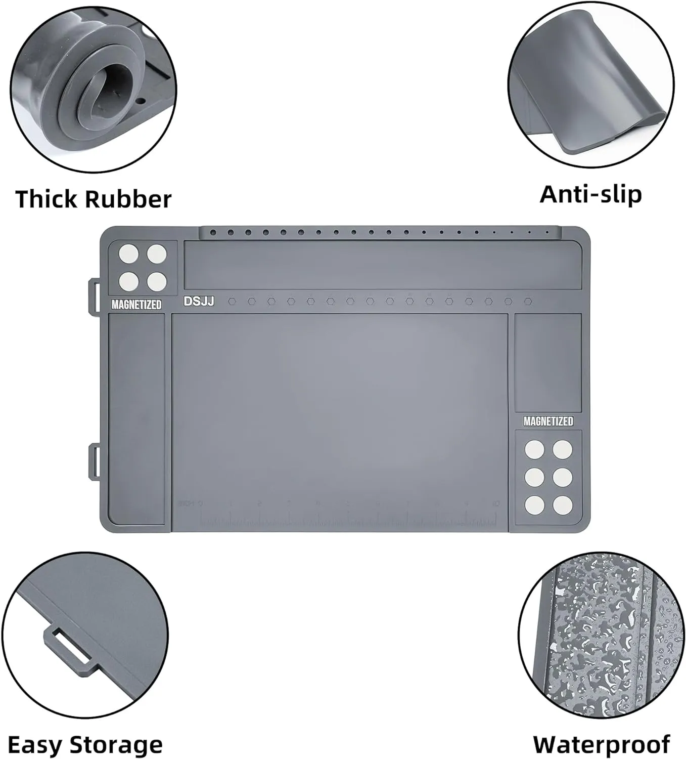 Gun Cleaning Mat, Premium Magnetic Pad With Organizer Parts Tray, Anti-Slip Rubberized Pistol Mat, Protective Workbench Mat for Gun Cleaning (16.5"x 10.43")