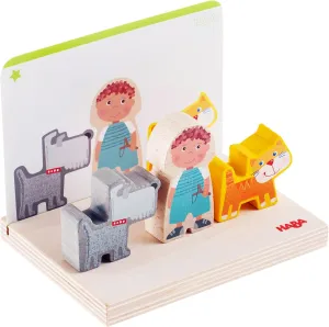 HABA Wooden Stacking Toy for Toddlers, On The Farm Educational STEM Blocks for 2  Year Old, Montessori Learning Toys Made in Germany, Toddler Building Blocks Set with 5 Template Cards for Ages 2-4