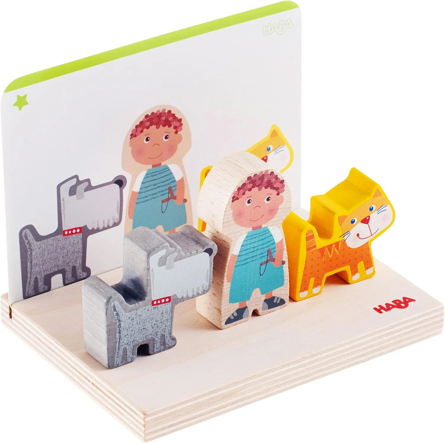 HABA Wooden Stacking Toy for Toddlers, On The Farm Educational STEM Blocks for 2  Year Old, Montessori Learning Toys Made in Germany, Toddler Building Blocks Set with 5 Template Cards for Ages 2-4