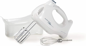 Hamilton Beach Power Deluxe 6-Speed Electric Hand Mixer with Snap-On Storage Case, QuickBurst, Beaters, Whisk, Powerful 250 Watt Motor, Bowl Rest, White (62695V)