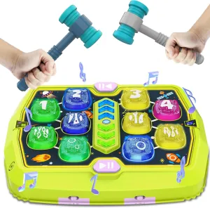 Hammer Mole Game Toy for Toddler, Toys for 3 4 5 6  Year Old Boys/Girls, Interactive Educational Pounding Toys with 2 Hammers, Music & Light, 3 Modes, Birthday Xmas Gifts for Boys Girls Kids Age 3 