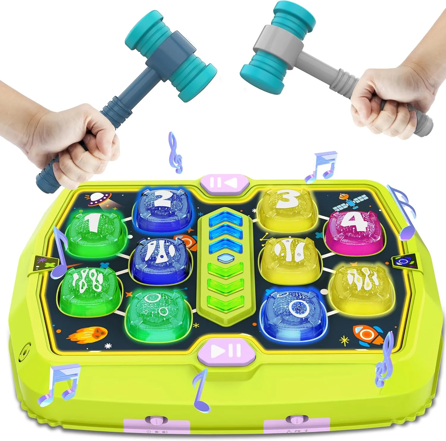 Hammer Mole Game Toy for Toddler, Toys for 3 4 5 6  Year Old Boys/Girls, Interactive Educational Pounding Toys with 2 Hammers, Music & Light, 3 Modes, Birthday Xmas Gifts for Boys Girls Kids Age 3 