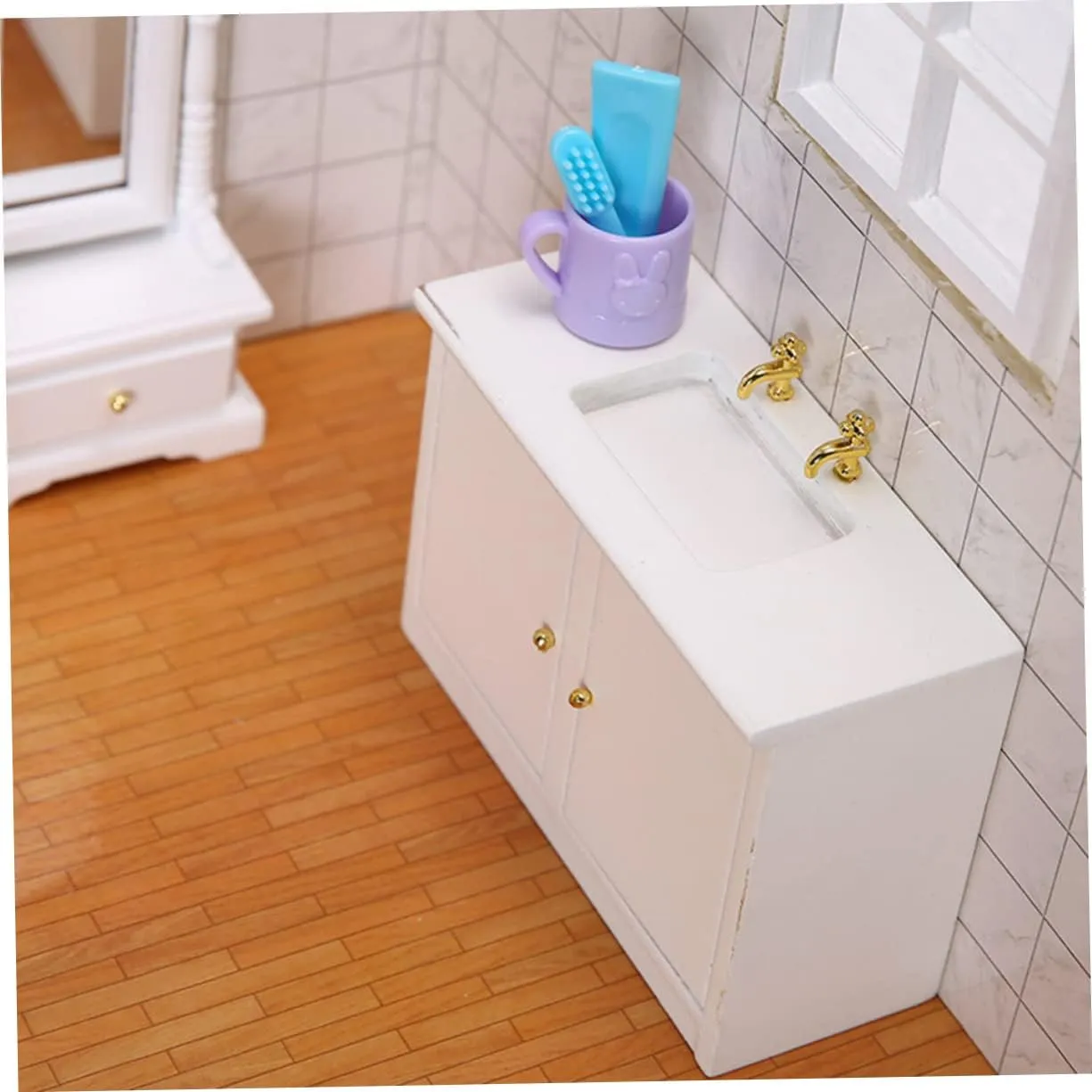 HANABASS 2 Pcs Doll House Furniture Small House Tiny Homes DIY Accessory Miniature Furniture Miniature Scene Accessory Furniture Model Mini Furniture Ornament Wooden White
