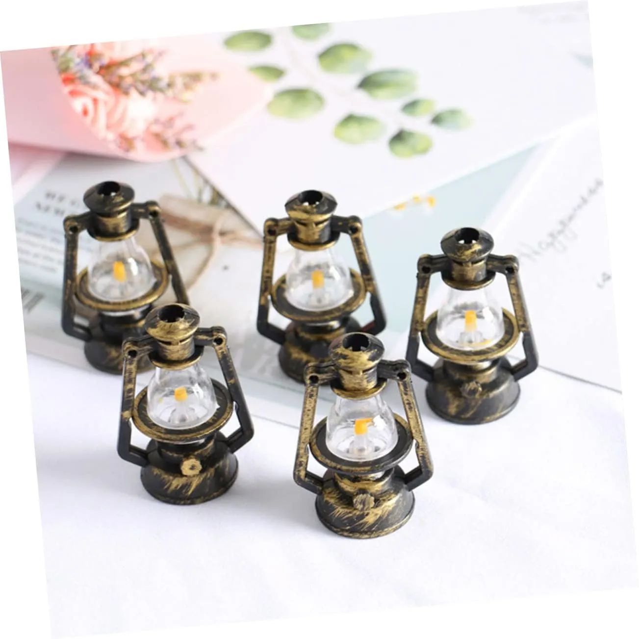 HANABASS 2sets Mini Kerosene Lamp for Doll House Decor Retro Micro Scene Accessories for DIY Crafts for Miniature Furniture and Mini Landscape Decoration 10pcs*2