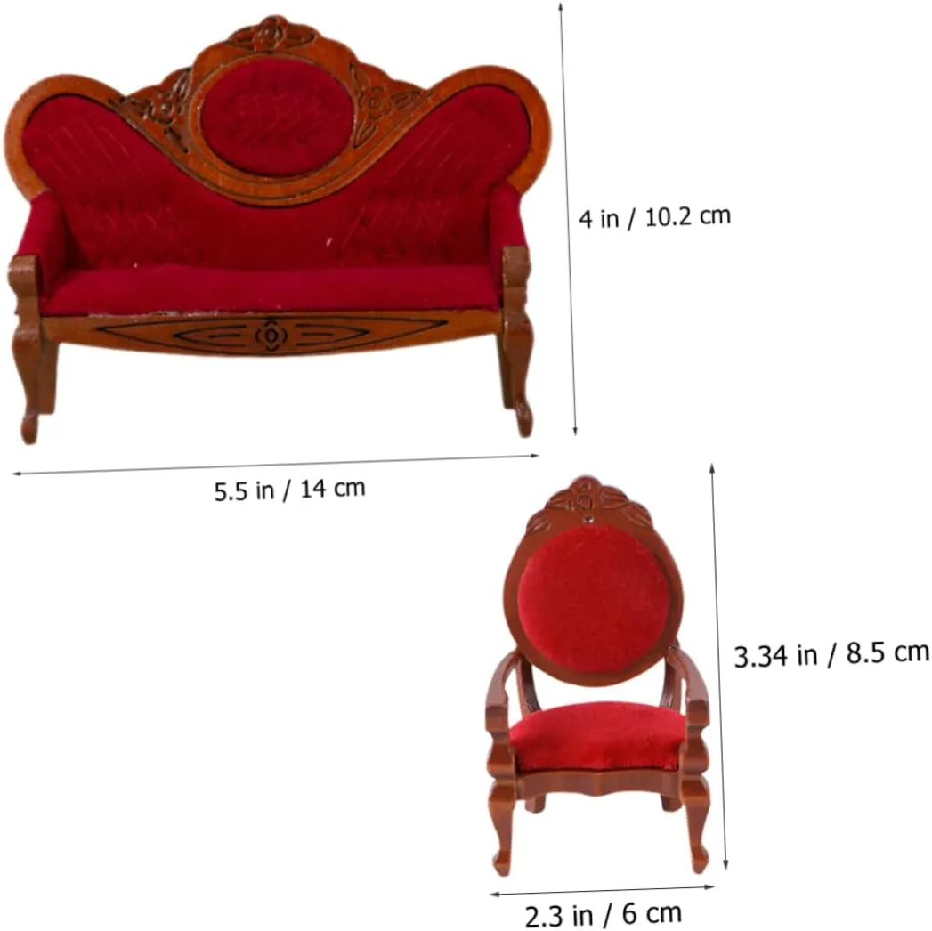 HANABASS 2sets Scale Dollhouses Decorative Mini Couch Chair for Playtime Fun 3pcs*2