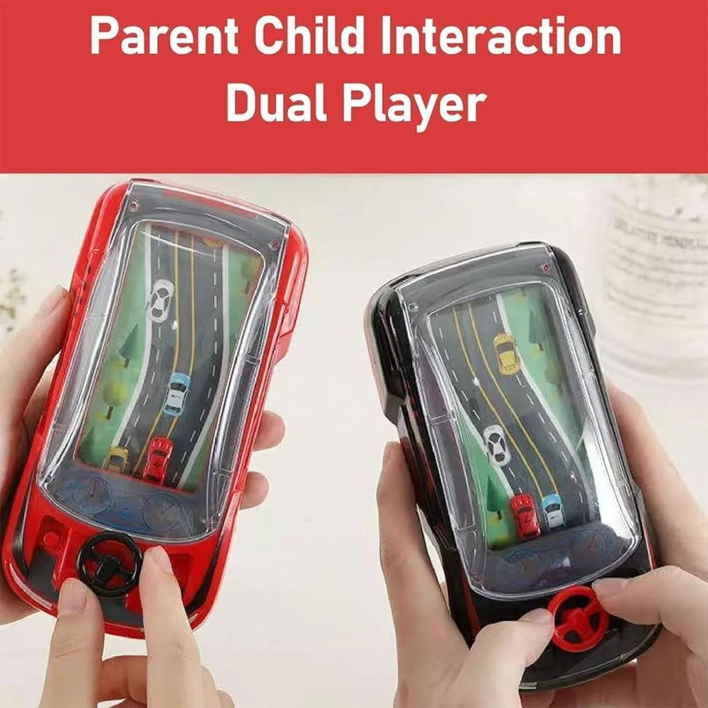 Handheld Racing Car Game, Car Game Handheld, Portable Dual Player Car Game Handheld, Simulation Steering Car Racing Adventure Toy with Steering Wheel for Boys Girls Ages 3＋ (Black)