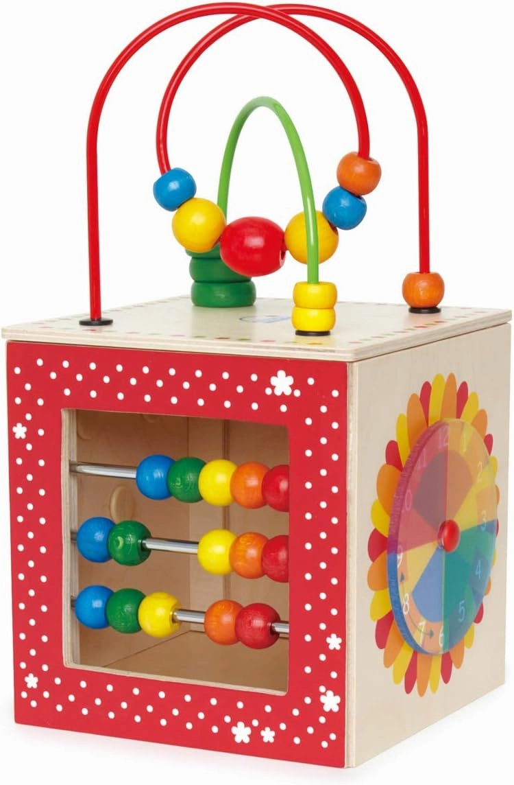 Hape Discovery Box | Activity Center Play Cube | 5-1 Learning Puzzle Toy for Toddlers | Five Sided Educational Maze