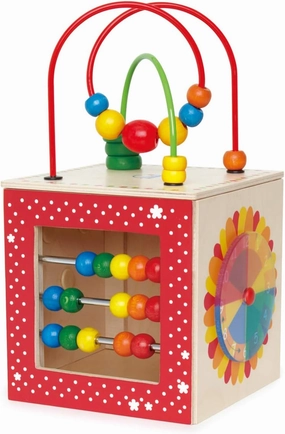 Hape Discovery Box | Activity Center Play Cube | 5-1 Learning Puzzle Toy for Toddlers | Five Sided Educational Maze