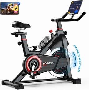 HARISON Exercise Bike, Stationary Bike for Home 350/380 lbs Weight Capacity, Magnetic Workout Bike with Bluetooth App, Brake Pad Indoor Cycling Bike with Tablet Mount & Comfortable Seat Cushion