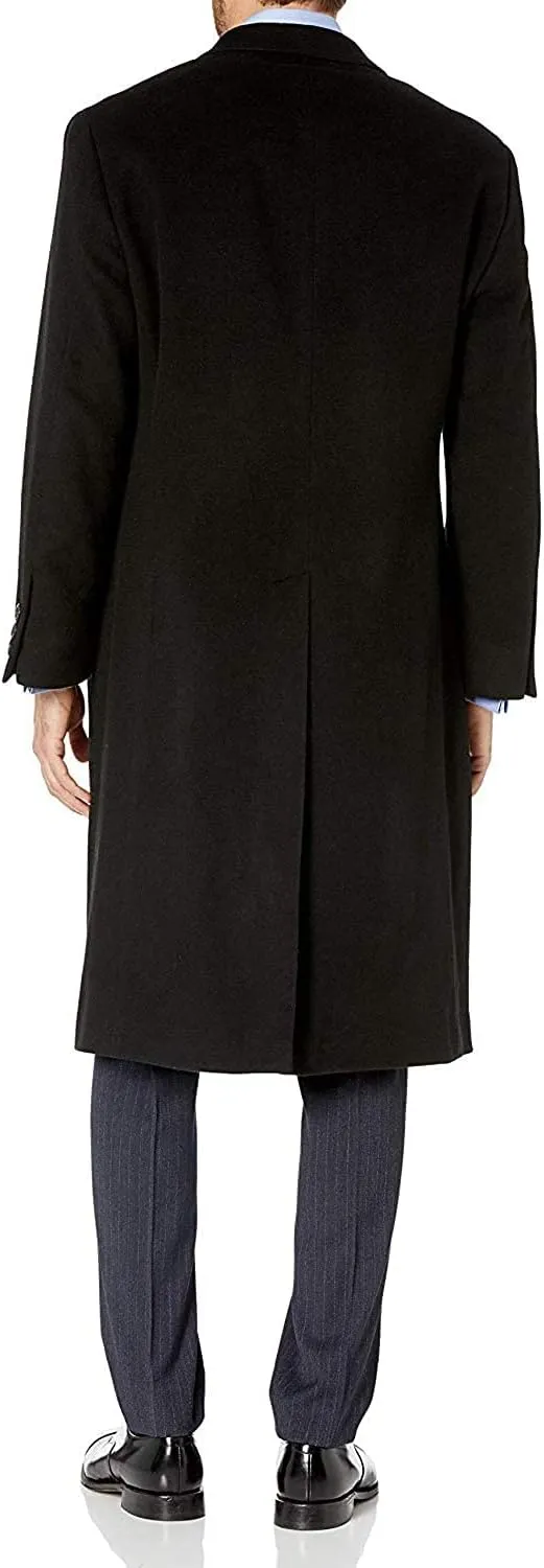 HART SCHAFFNER MARX Men's Single Breasted Overcoat Luxury Wool Full Length Insulated Topcoat (Including Big & Tall)