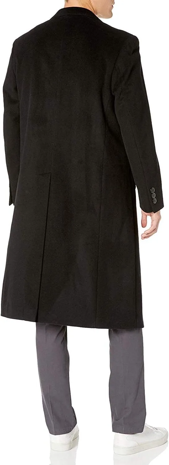 HART SCHAFFNER MARX Men's Single Breasted Overcoat Luxury Wool Full Length Insulated Topcoat (Including Big & Tall)
