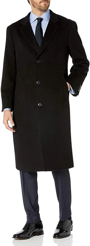 HART SCHAFFNER MARX Men's Single Breasted Overcoat Luxury Wool Full Length Insulated Topcoat (Including Big & Tall)