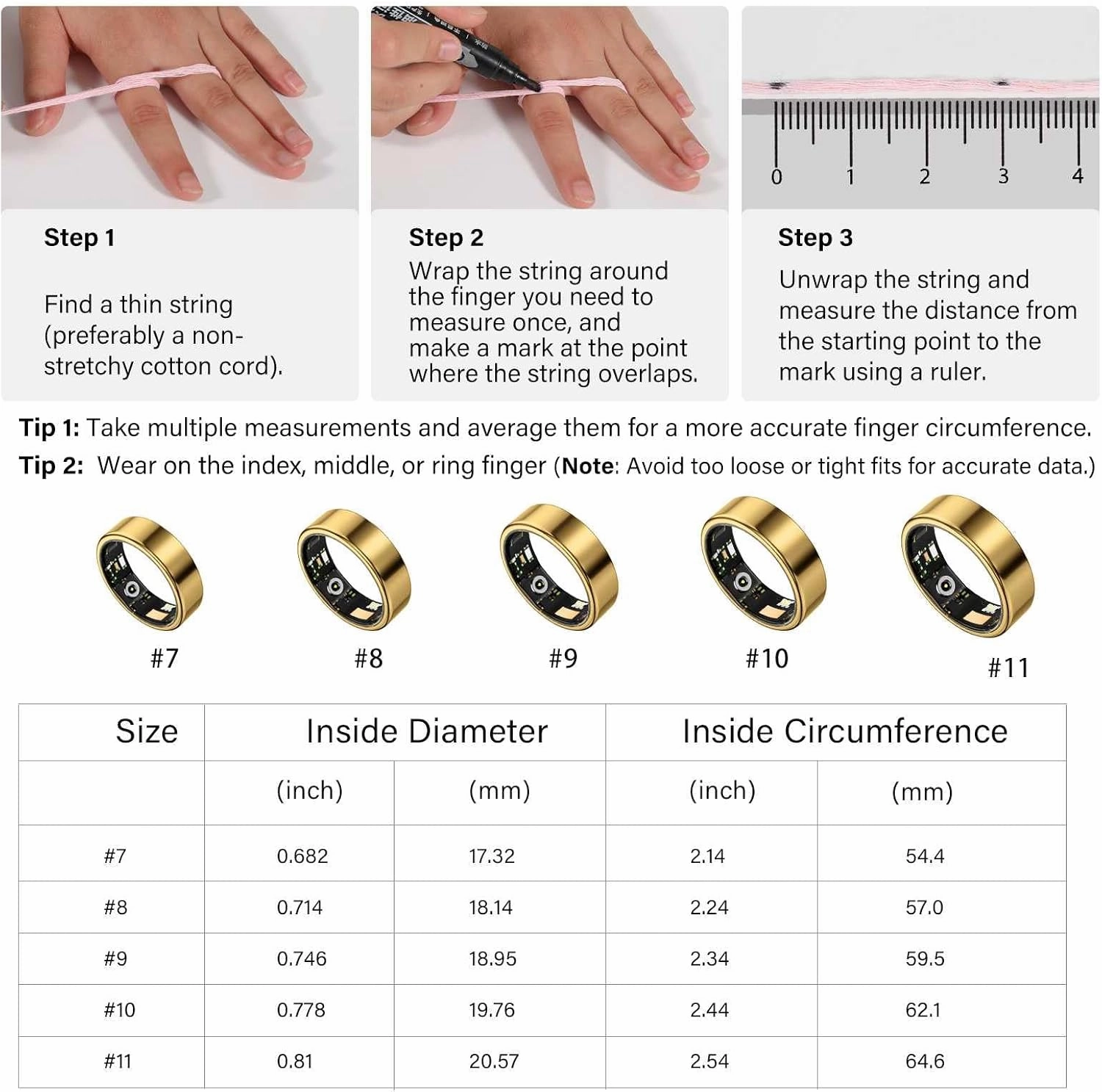 Health Tracker Fitness Sleep Monitor for Women (Gold11#)