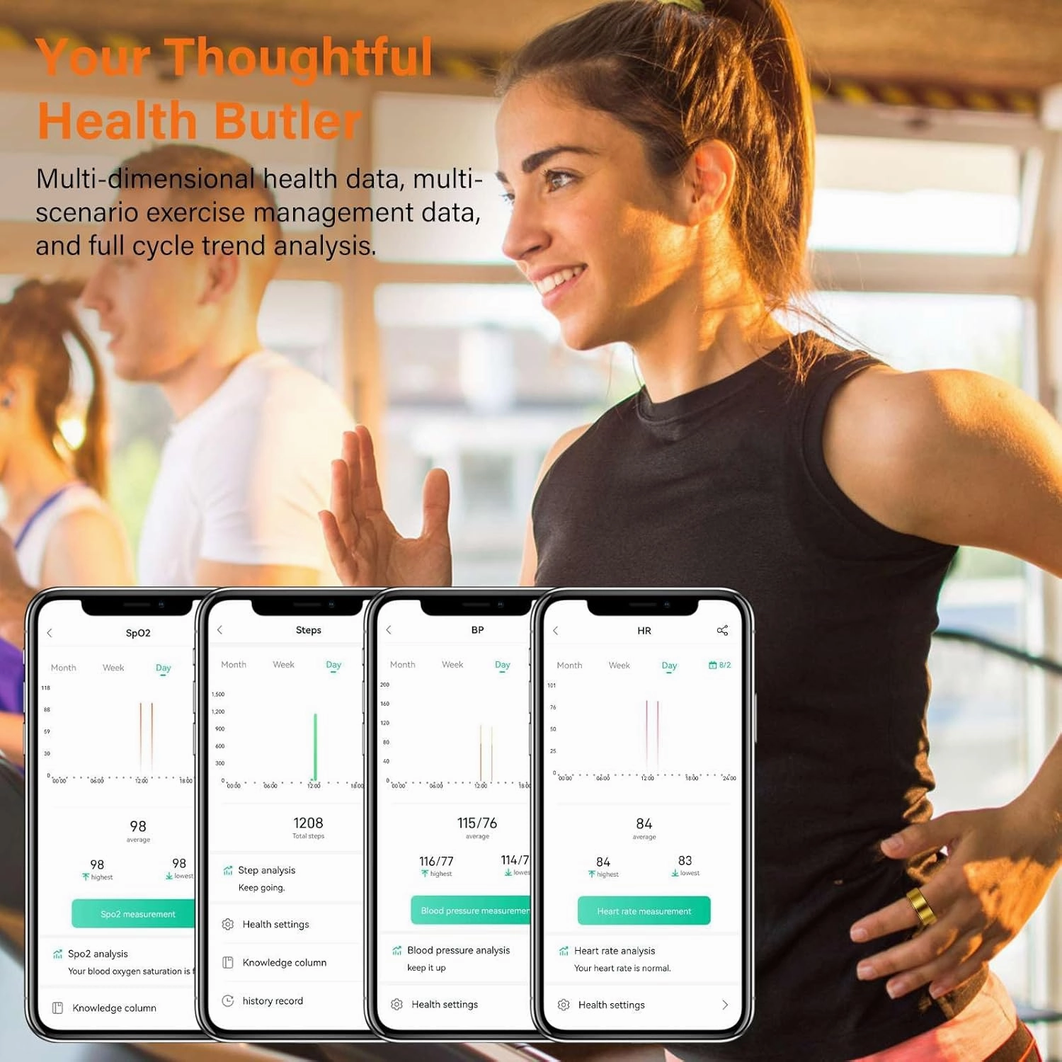 Health Tracker Fitness Sleep Monitor for Women (Gold11#)