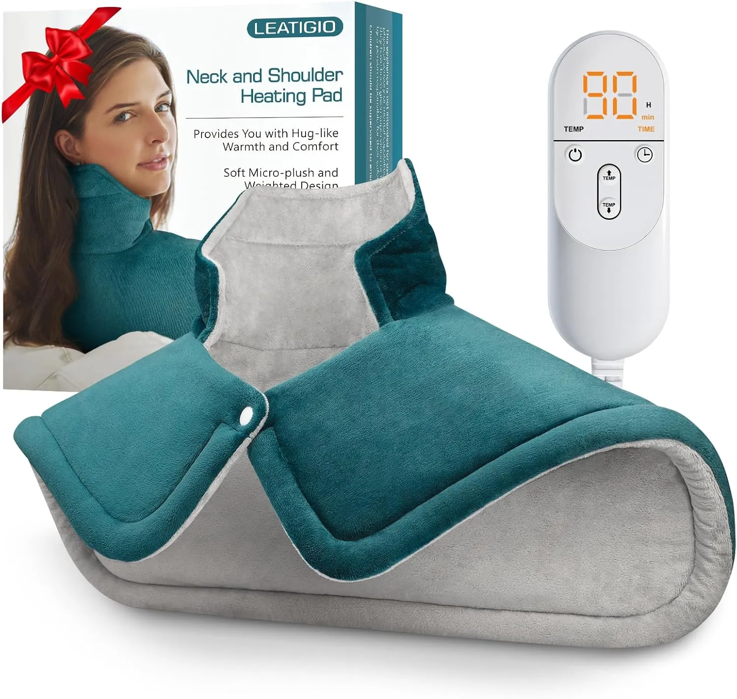 Heating Pad for Neck and Shoulder Pain Relief, Fathers Day Birthday Gifts for Dad from Daughter, Weighted Heated Wrap, 6 Heat Settings 2 Hours Auto Shut Off, Gifts for Women Mom Her, 17x23inch, Blue