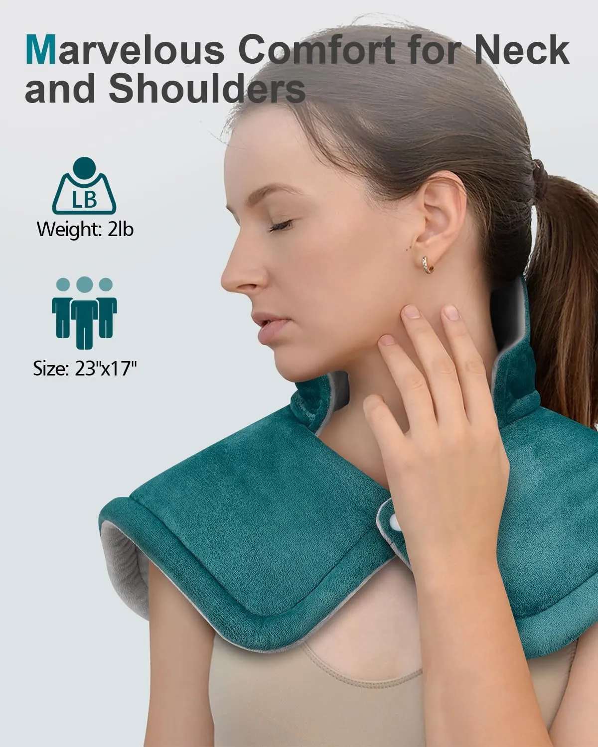 Heating Pad for Neck and Shoulder Pain Relief, Fathers Day Birthday Gifts for Dad from Daughter, Weighted Heated Wrap, 6 Heat Settings 2 Hours Auto Shut Off, Gifts for Women Mom Her, 17x23inch, Blue