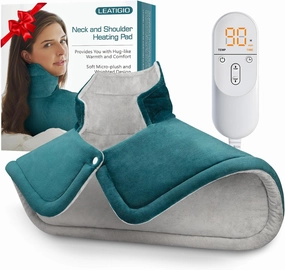 Heating Pad for Neck and Shoulder Pain Relief, Mothers Day Gifts, Weighted Heated Wrap for Back, 6 Heat Settings 2 Hours Auto Shut Off, Anniversary Birthday Gifts for Women Mom Her, 17x23inch, Blue