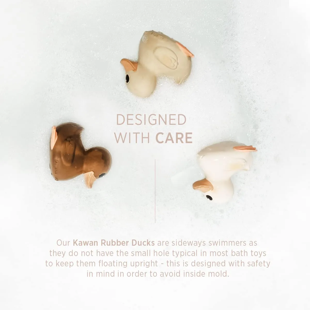 HEVEA Kawan Mini Rubber Duck - 100% Natural Rubber Baby Bath Toy - Eco Friendly, Perfect for Playing, Teething, and Bathing - Mold Free Bath Toys - Golden Ochre