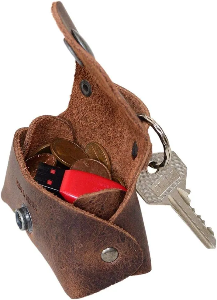 Hide & Drink, Tiny Handbag with Key Ring Holder Handmade from Full Grain Leather