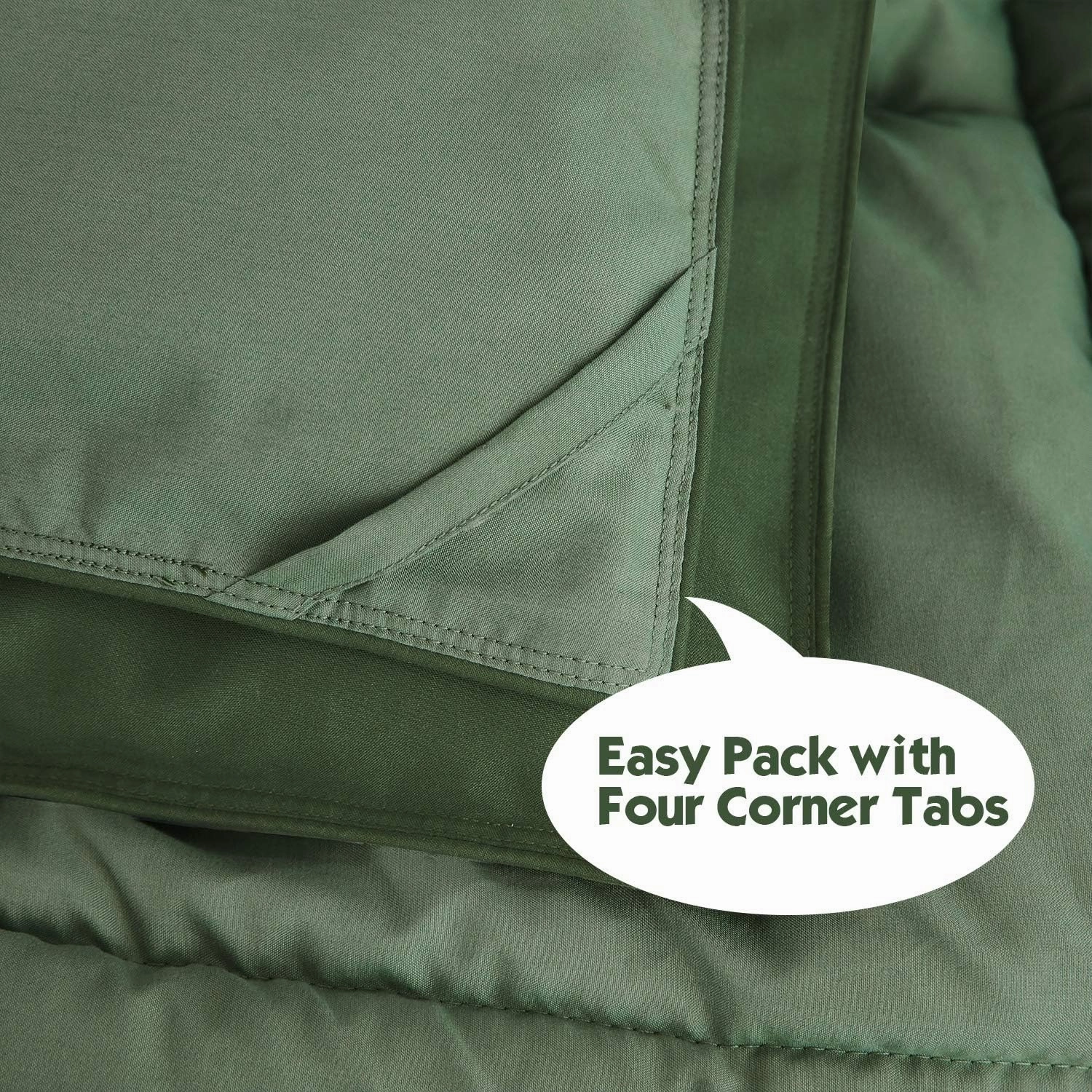 HIG 3pc Green Queen Size Comforter Set - All Season Reversible Down Alternative Comforter with Two Shams - Quilted Duvet Insert with Corner Tabs - Box Stitched Blanket - Breathable, Soft, Fluffy