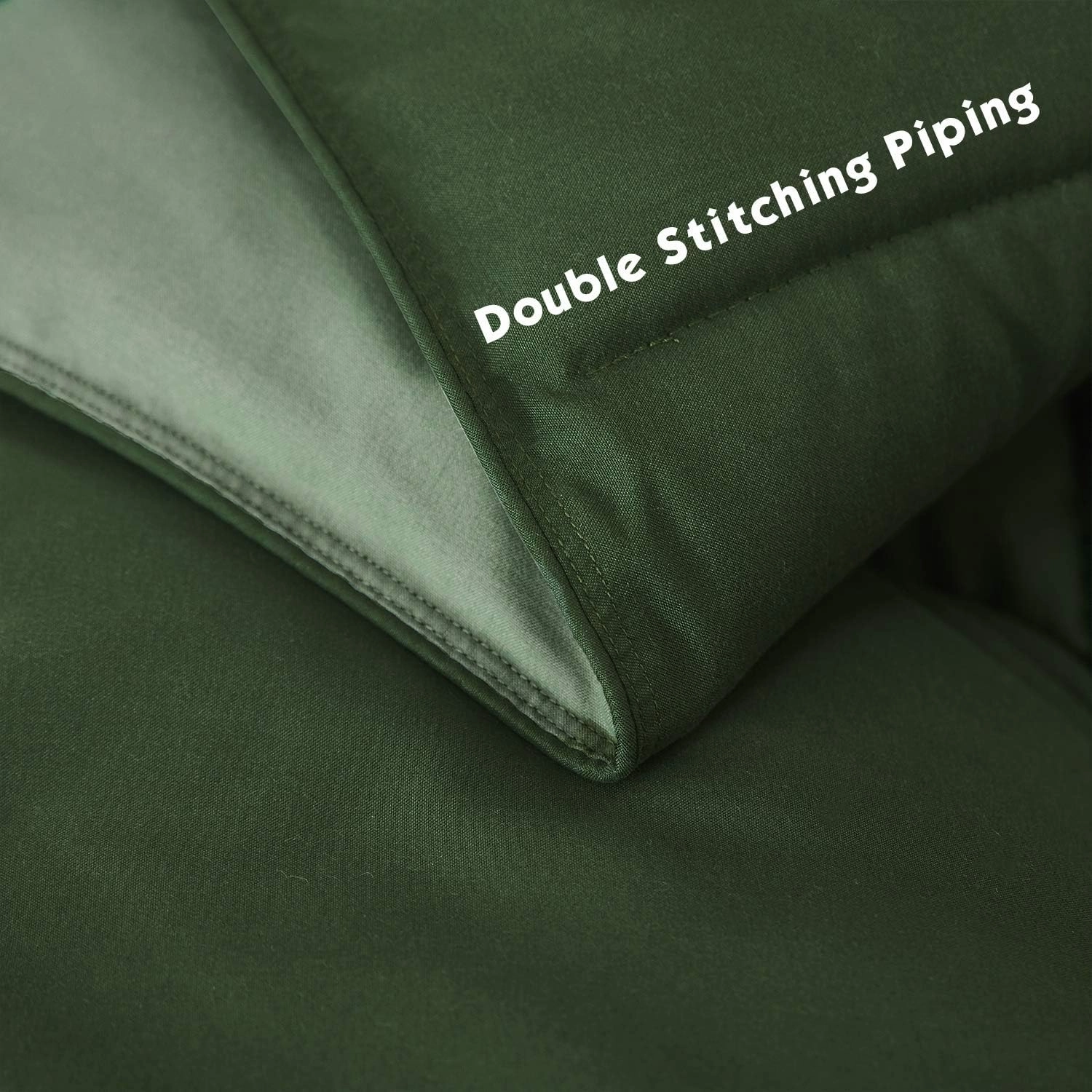 HIG 3pc Green Queen Size Comforter Set - All Season Reversible Down Alternative Comforter with Two Shams - Quilted Duvet Insert with Corner Tabs - Box Stitched Blanket - Breathable, Soft, Fluffy