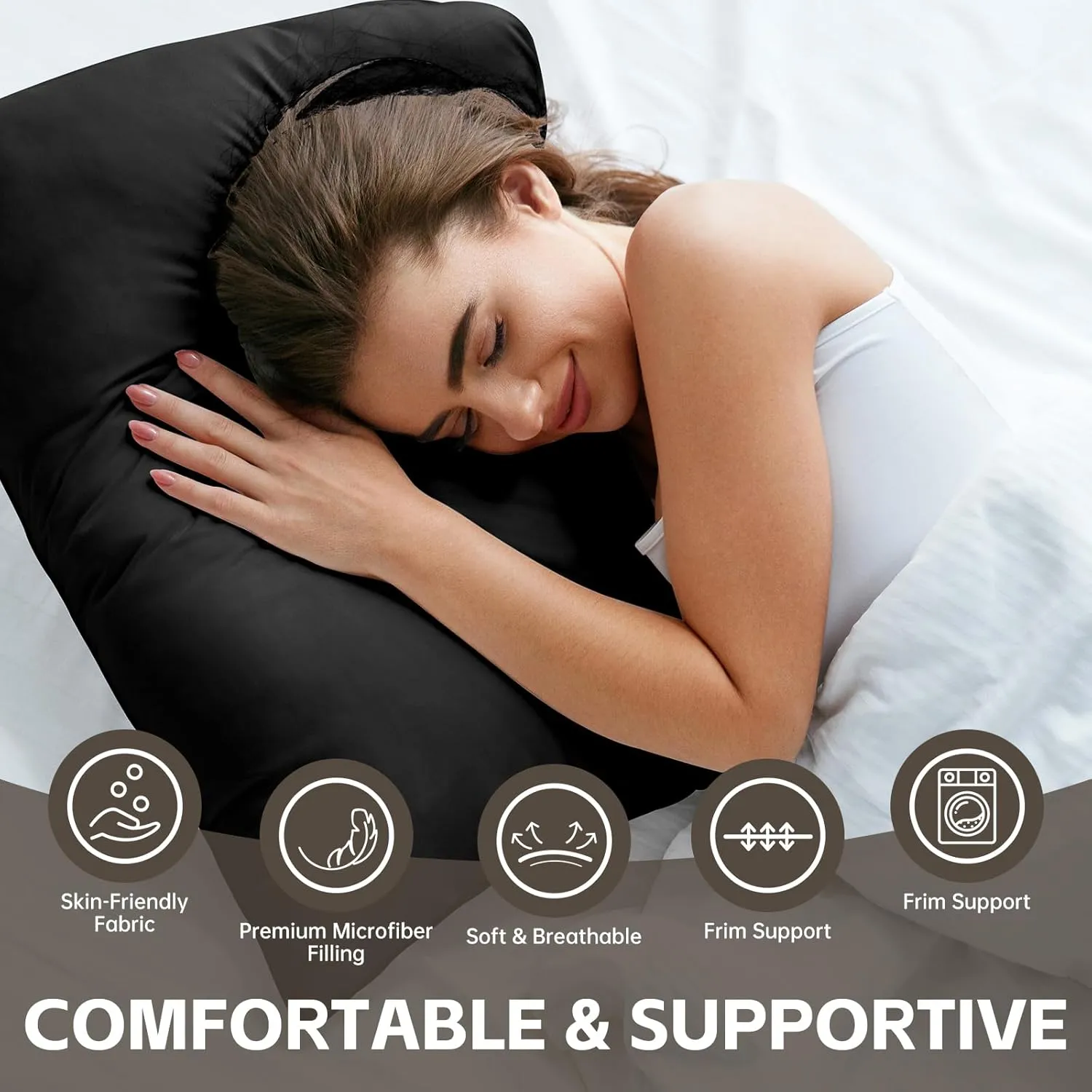 HIMOON Bed Pillows for Sleeping 4 Pack,Standard Size Cooling Pillows Set of 4,Top-end Microfiber Cover for Side Stomach Back Sleepers(Black)