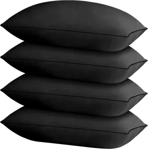 HIMOON Bed Pillows for Sleeping 4 Pack,Standard Size Cooling Pillows Set of 4,Top-end Microfiber Cover for Side Stomach Back Sleepers(Black)