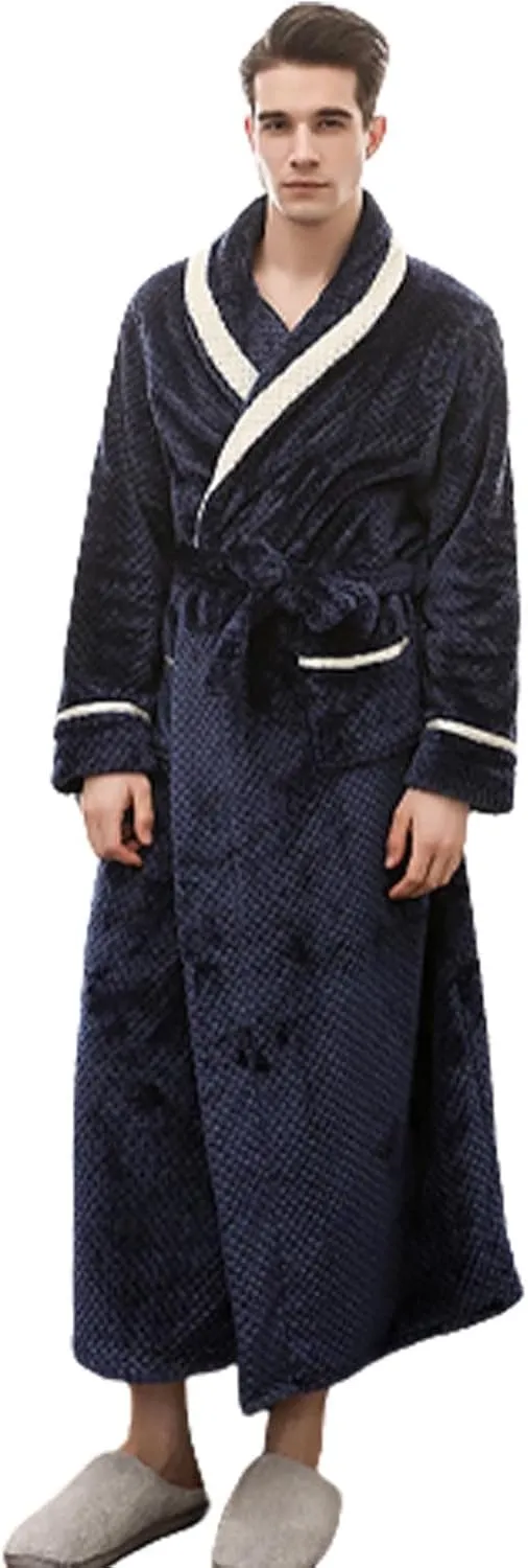 His and Hers Robes Flannel Long Length Matching Robes for Couples Warm Thickened Bathrobe Plus Size Shower Robe