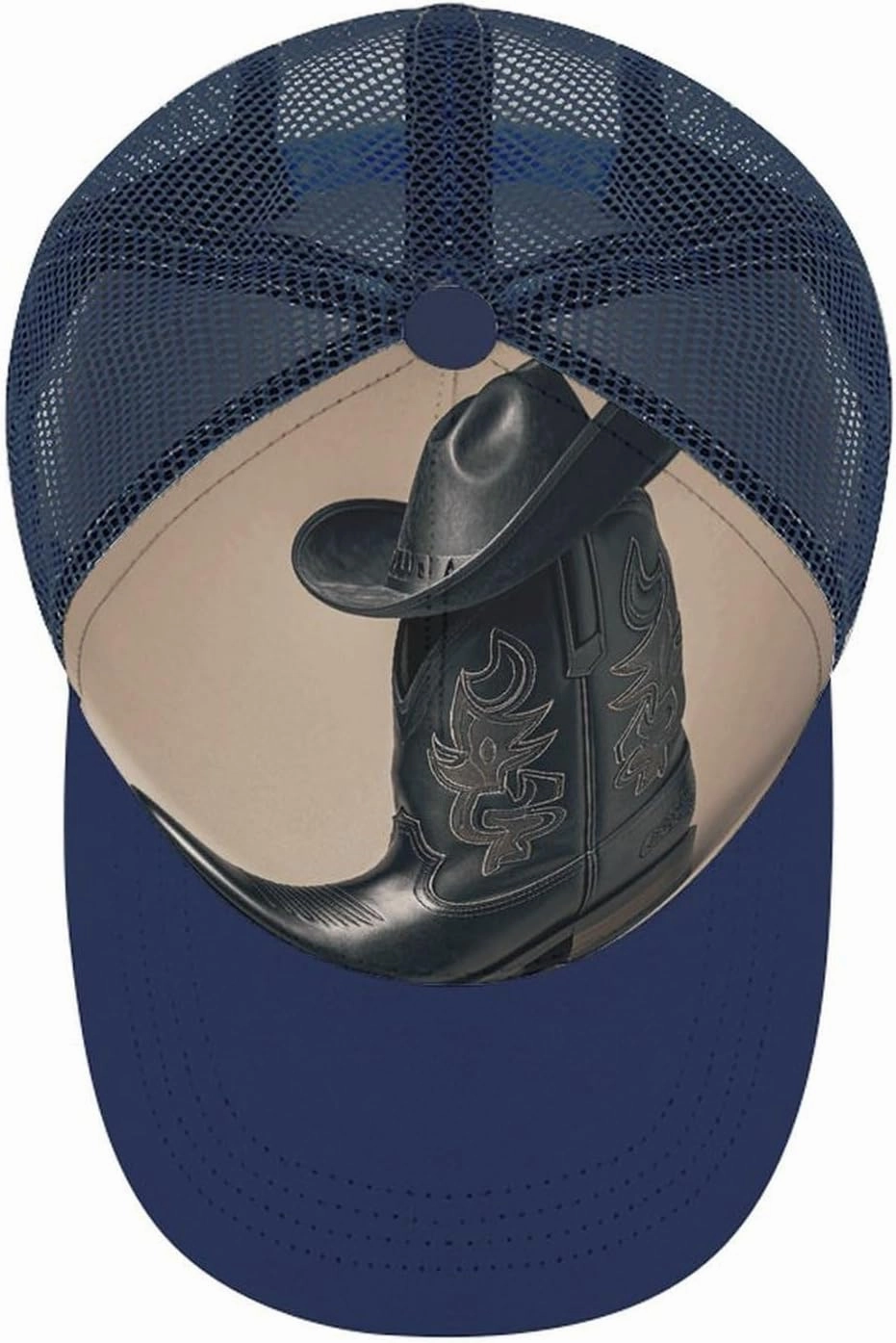 Hollow Baseball Cap Cowboy Black Hat Western Boots Baseball Hat Adjustable Hollow Hat Visor Hats for Men Women