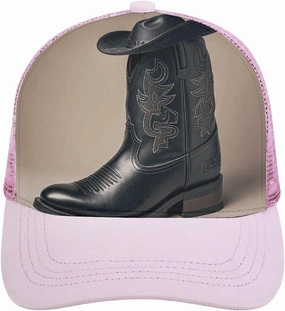 Hollow Baseball Cap Cowboy Black Hat Western Boots Baseball Hat Adjustable Hollow Hat Visor Hats for Men Women