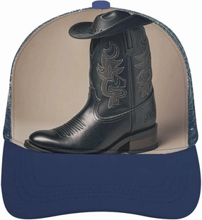 Hollow Baseball Cap Cowboy Black Hat Western Boots Baseball Hat Adjustable Hollow Hat Visor Hats for Men Women