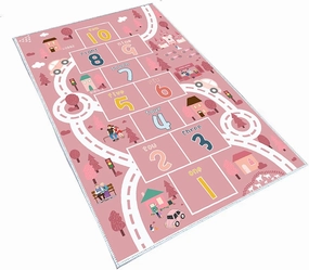 Hopscotch Rugs for Kids, Kid Rug for Bedroom, Playroom Rug for Kids Toy Cars, Nursery Rug for Teaching Toddler(Pink, 3' x 5')