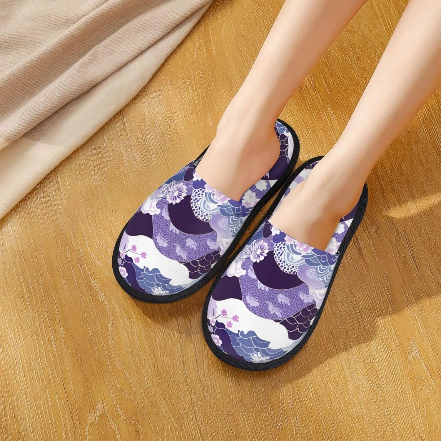 House Slippers For Women Men Fuzzy House Shoes Non-Slip Spa Slippers Winter Warm Ladies Slippers For Indoor Outdoor