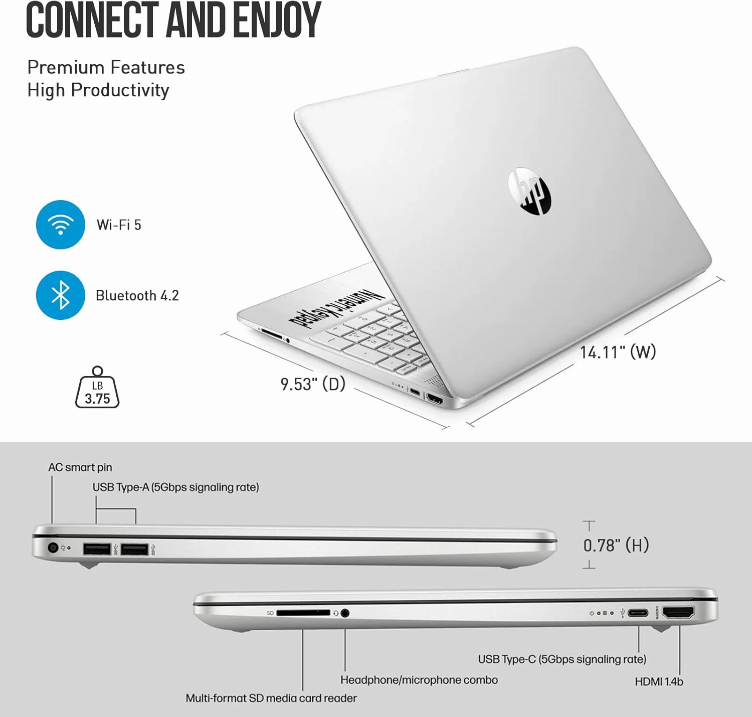 HP 15 Inch Laptop Computer, 15.6" FHD AMD Ryzen 5 Laptop with Lifetime Microsoft Office, Windows 11 Pro, 32GB RAM 1TB SSD 512GB Docking Set, Backlit Keyboard, 10-Key Number Pad