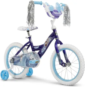 Huffy Disney Girls' Bikes, 12/16 Inch Sizes, Ages 3  Years Old, Disney Princess, Minnie Mouse, Frozen Bicycles, Characters, Removable Training Wheels, Streamers, Easy Assembly, Durable, Safe