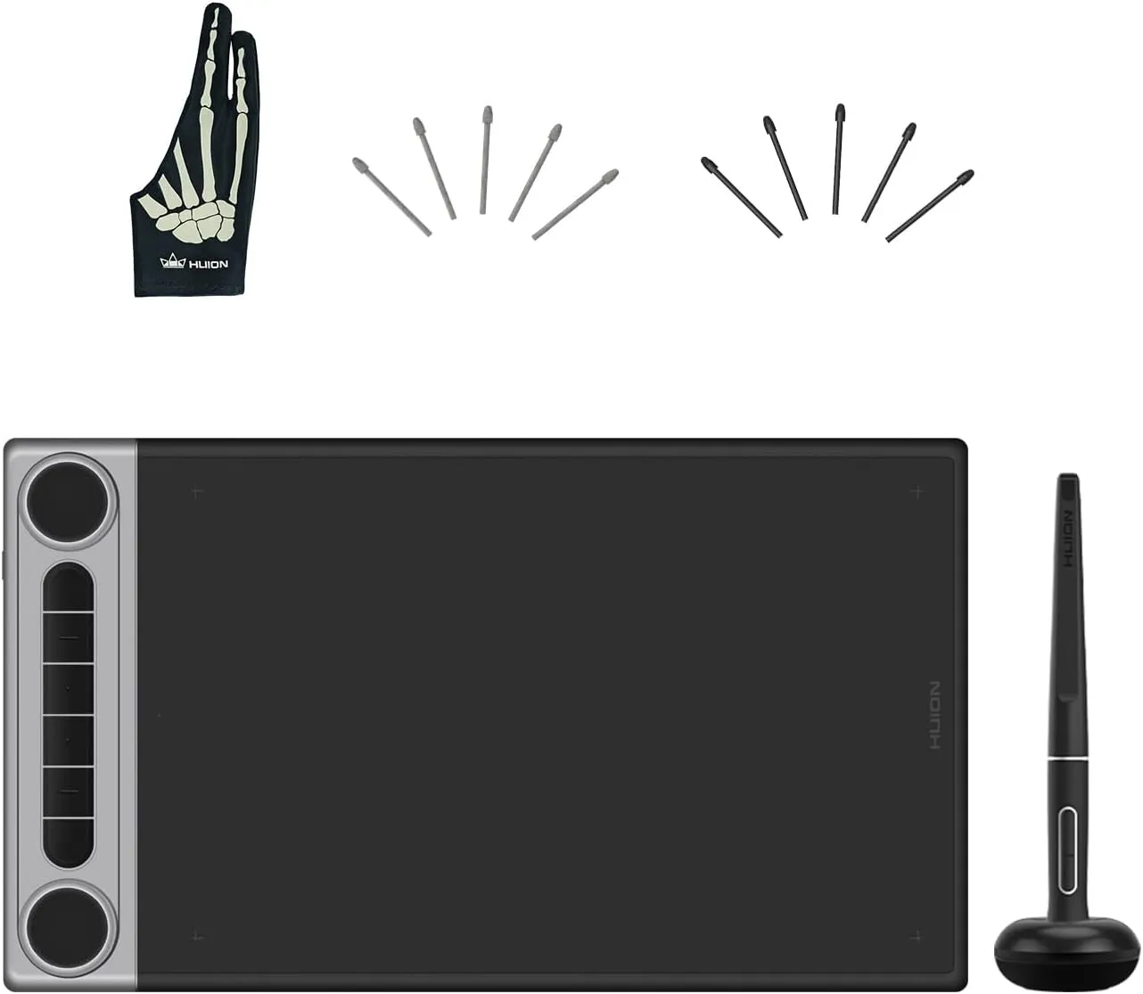 HUION Inspiroy Dial 2 Bluetooth Wireless Graphics Drawing Tablet with Dual Dials Bundle with Sketelon Glove for Digital Art, Animation and Graphics Design