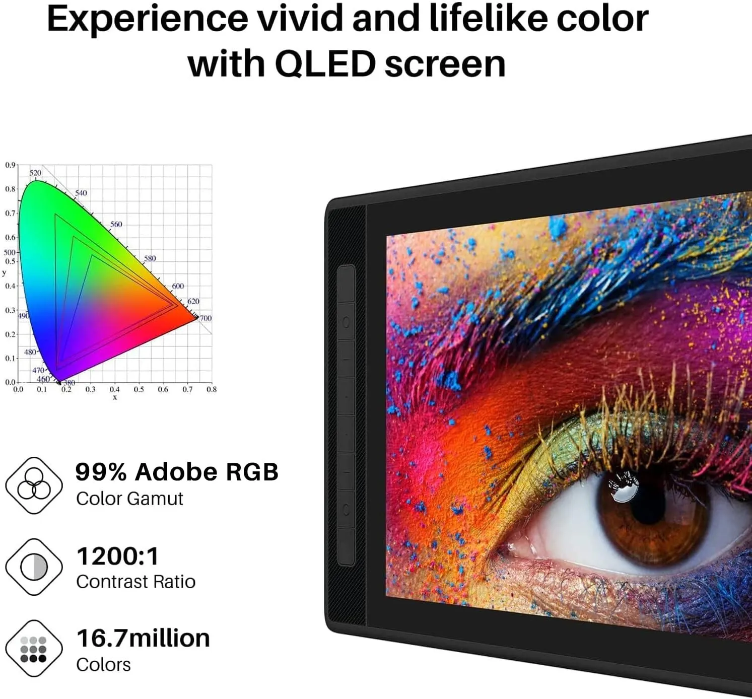 HUION KAMVAS Pro 16 2.5K QHD Drawing Tablet with Screen QLED Full-Laminated Graphics Tablet with Battery-Free Pen, 15.8-inch Digital Art Tablet Compatible with Mac, PC, Android & Linux