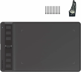 HUION Inspiroy 2 Small Drawing Tablet Black Digital Art Tablet Bundle with Skeleton Artist Glove