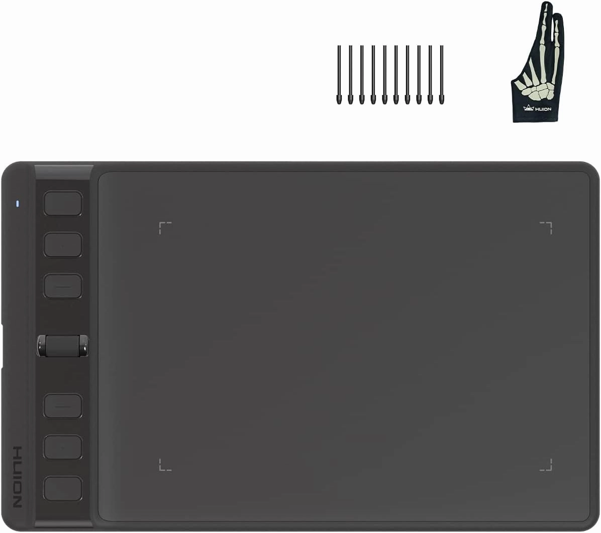 HUION Inspiroy 2 Small Drawing Tablet Black Digital Art Tablet Bundle with Skeleton Artist Glove