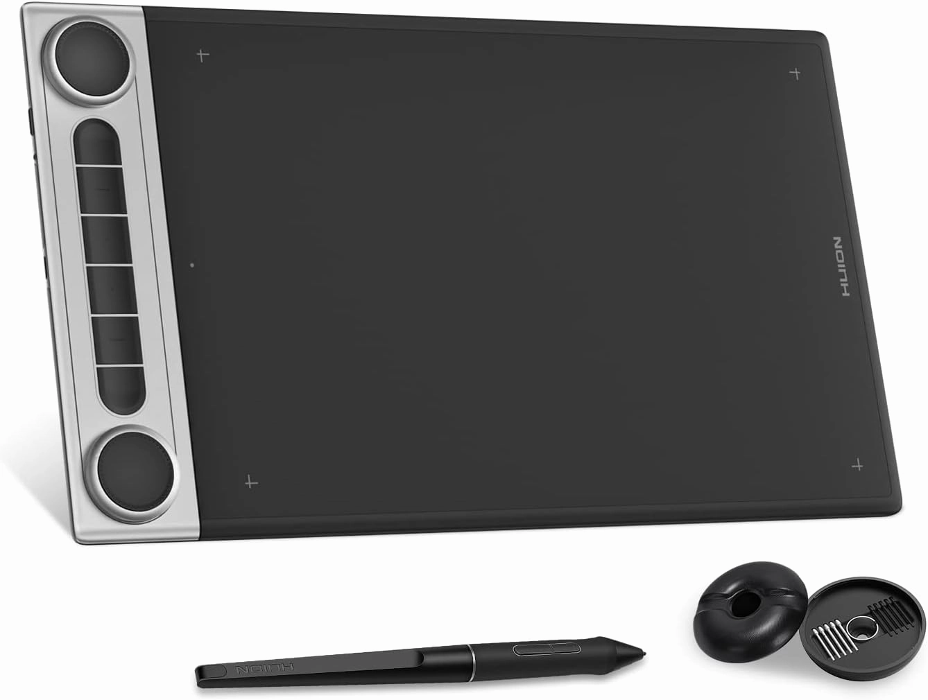 HUION Inspiroy Dial 2 Bluetooth Wireless Graphics Drawing Tablet with Dual Dials Battery-Free Stylus PW517 for Digital Art and Graphics Design, Compatible with Mac, Windows, Linux, Android