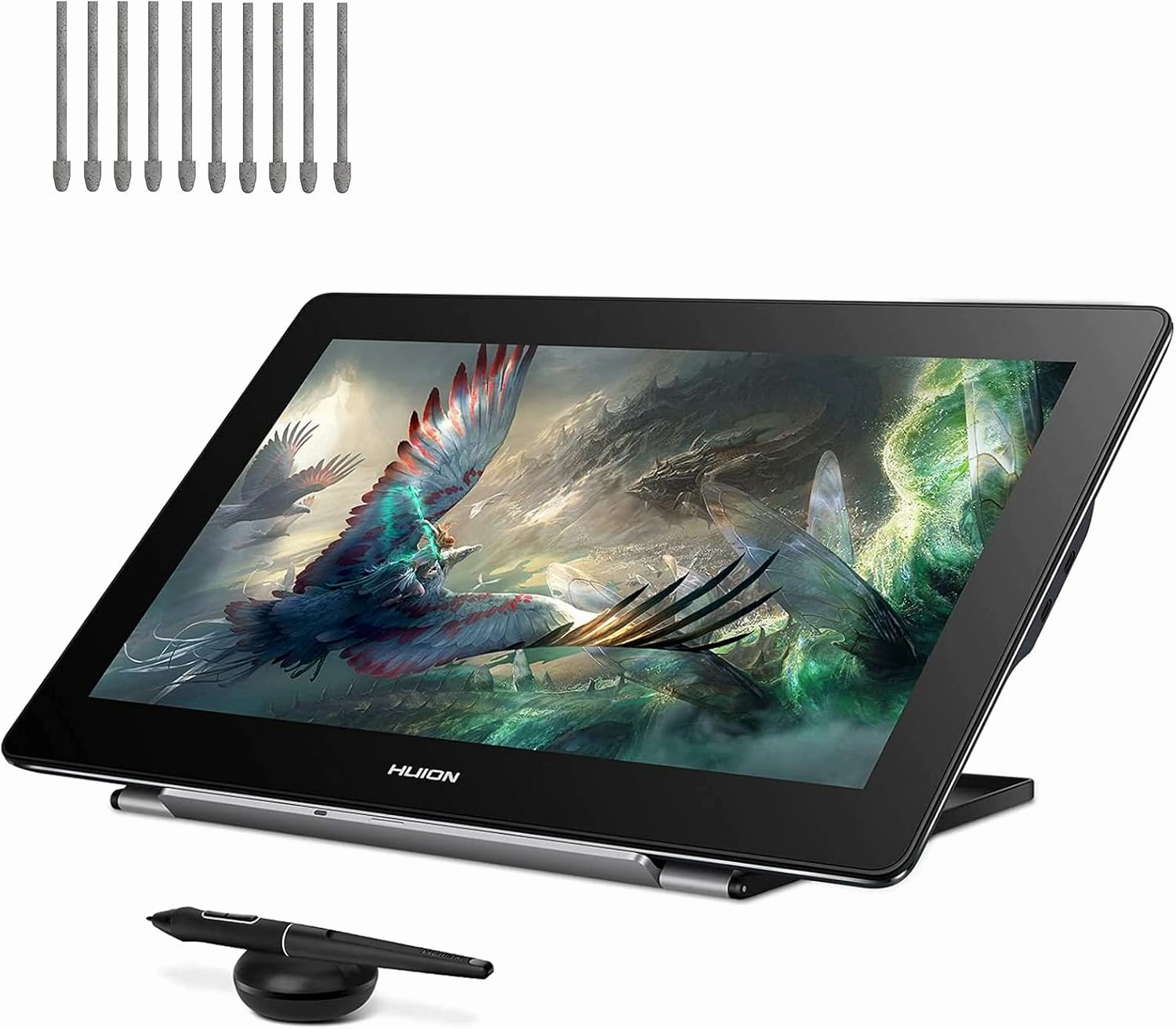 HUION Kamvas Pro 16 Plus 4K UHD Graphics Drawing Tablet with Full Laminated Screen 145% sRGB Battery-Free Stylus with 10Pcs Felt Pen Nibs for Linux, Windows PC, Mac, Android, 15.6-inch Pen Display