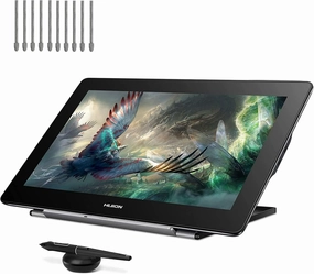 HUION Kamvas Pro 16 Plus 4K UHD Graphics Drawing Tablet with Full Laminated Screen 145% sRGB Battery-Free Stylus with 10Pcs Felt Pen Nibs for Linux, Windows PC, Mac, Android, 15.6-inch Pen Display