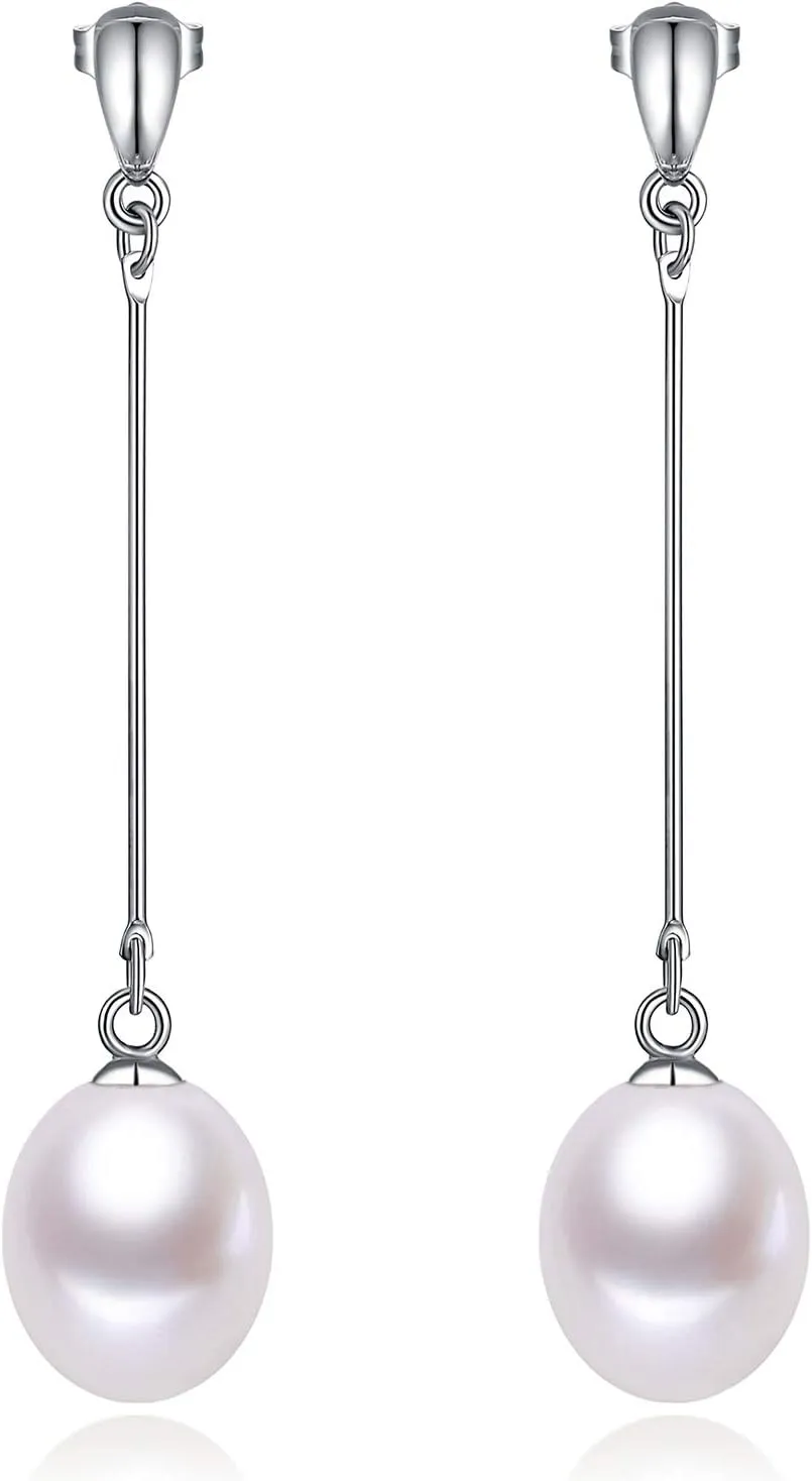 HXZZ Fine Jewelry Women Gifts 925 Sterling Silver Freshwater Cultured Teardrop White Pearl Pendant Necklace